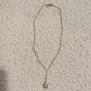 Givenchy Gold Necklace with Crystal Rose Pendant
